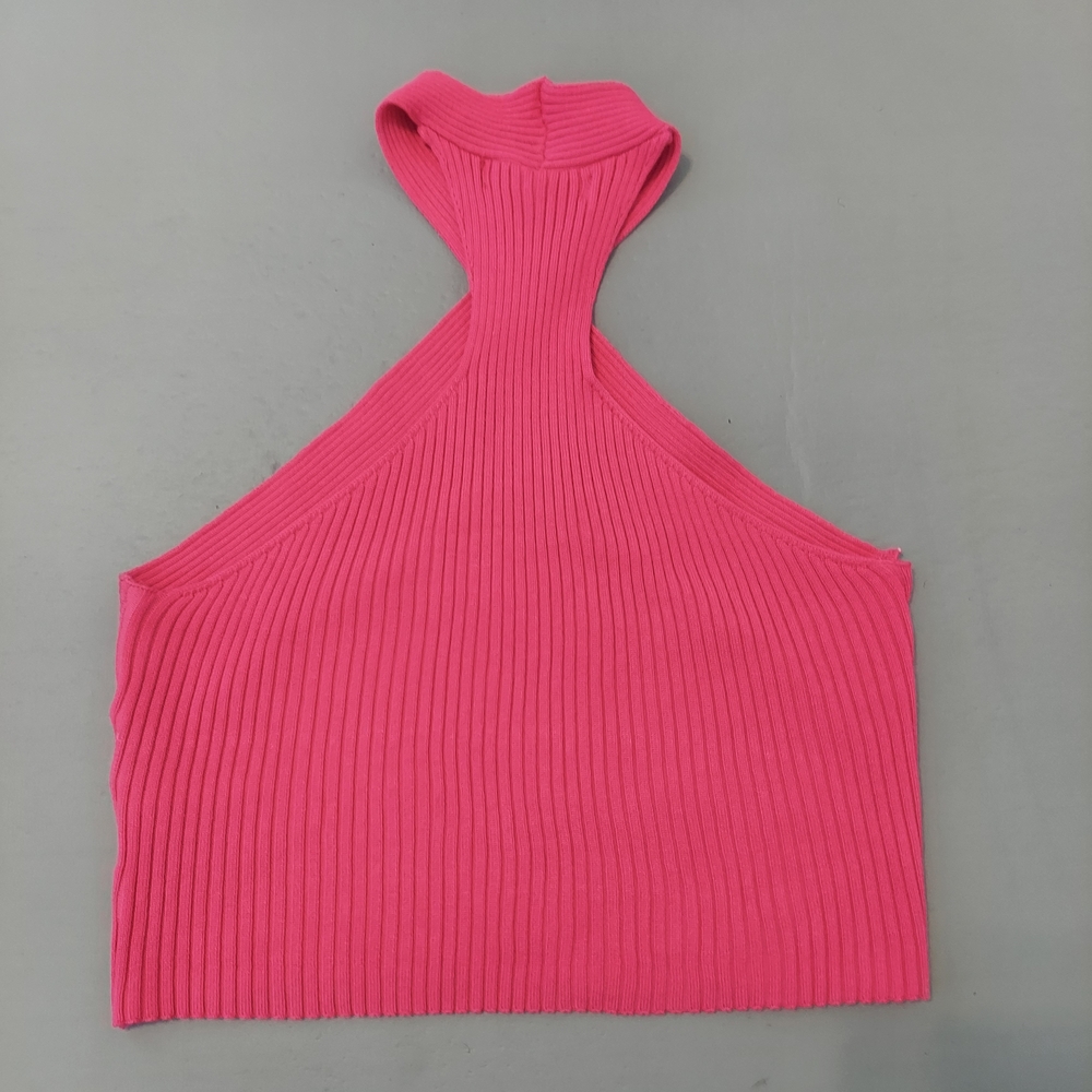 Pink Ribbed Halter Top By Almost Famous Size Medium - Picture 5 of 8